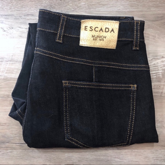 Escada Denim - ESCADA Dark Blue Mid Rise Straight Denim Jeans 40